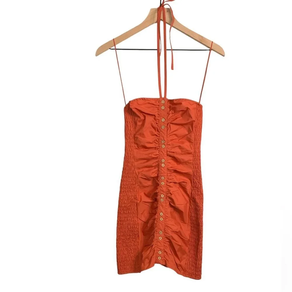 NWT Free People Women's Hold On Mini Dress in color red rust. Size XSmall